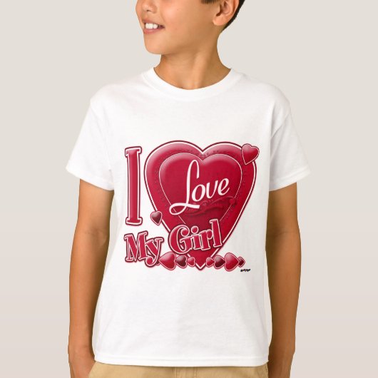 I Love My Girl Red -ハート Tシャツ (正面)