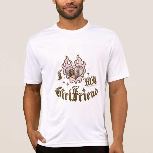 I Love My Girlfriend - ブラウン - DingusDesign Tシャツ (正面)
