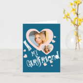 I Love My Girlfriend Chalkboard Doodles Black Cute カード (黄色い花)