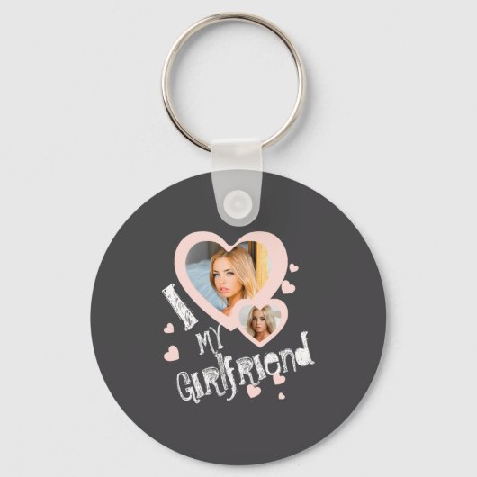 I Love My Girlfriend Chalkboard Doodles Black Cute キーホルダー (正面)