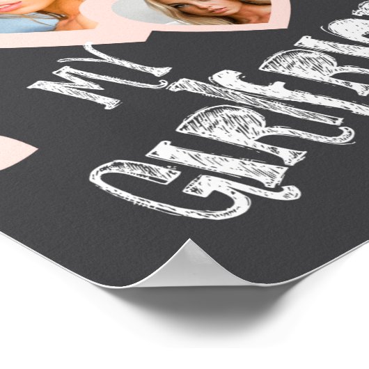 I Love My Girlfriend Chalkboard Doodles Black Cute ポスター (角)