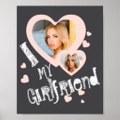 I Love My Girlfriend Chalkboard Doodles Black Cute ポスター (正面)