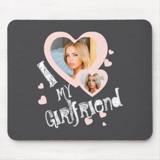 I Love My Girlfriend Chalkboard Doodles Black Cute マウスパッド (正面)