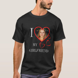 I Love My Girlfriend Custom Heart Photo Black Tシャツ