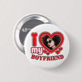 I Love My Girlfriend Personalized Photo 缶バッジ (正面&裏面)
