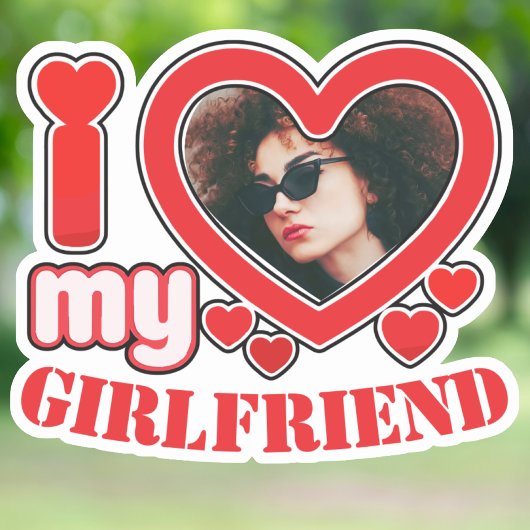 I Love My Girlfriend Personalized Photo Text シール