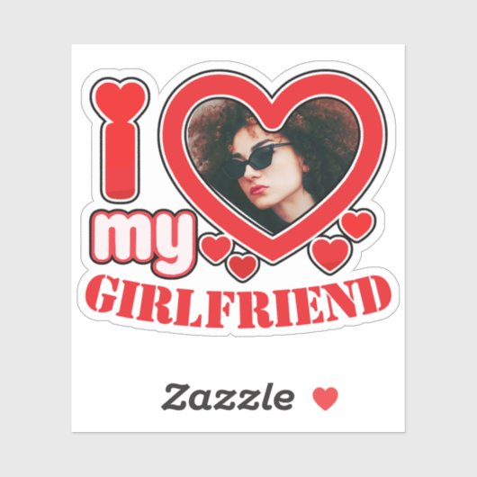 I Love My Girlfriend Personalized Photo Text シール (シート)