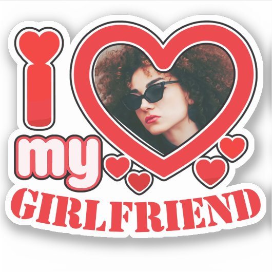 I Love My Girlfriend Personalized Photo Text シール (正面)