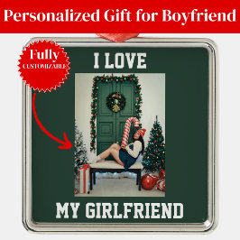 I Love My Girlfriend Photo Ornament Gift for BF メタルオーナメント