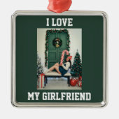 I Love My Girlfriend Photo Ornament Gift for BF メタルオーナメント (正面)