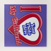 I Love My Girlfriend Photo Red Heart Purple ジグソーパズル (横)