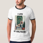 I Love My Girlfriend Photo Ringer T-Shirt Gift Tシャツ (正面)