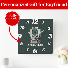 I Love My Girlfriend Photo Wall Clock Gift スクエア壁時計