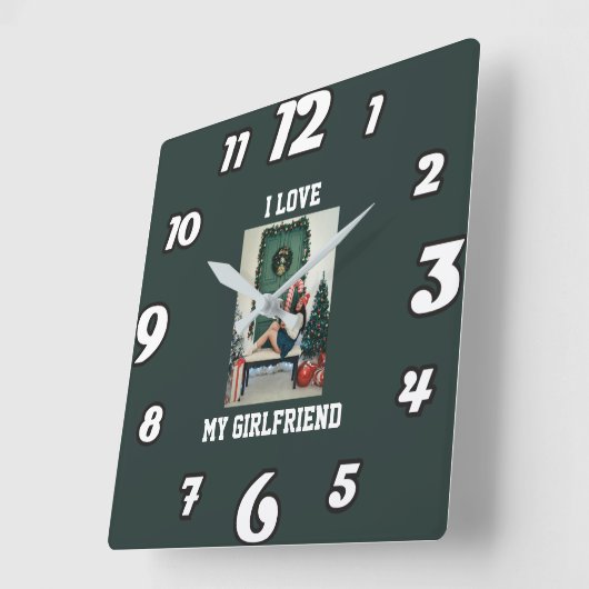I Love My Girlfriend Photo Wall Clock Gift スクエア壁時計 (傾斜)
