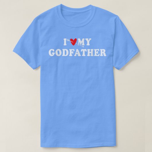 I Love My Godfather with red heart gift for men wo Tシャツ (デザイン正面)