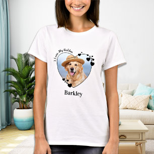 I Love My Golden Retriever Dogハートペットフォト Tシャツ