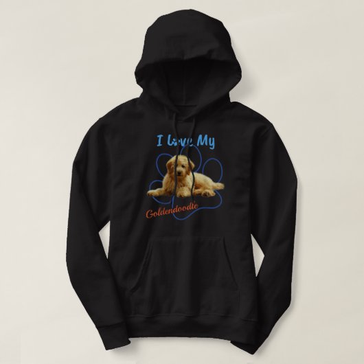 I Love My Goldendoodle Best Dog Lover Paw Print! パーカ (デザイン正面)