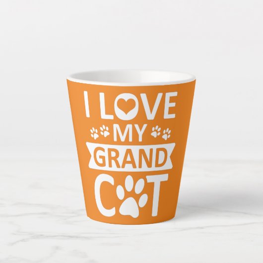 I love my Grandcat Cat Lover Granddad Grandma カフェラテマグ (正面)