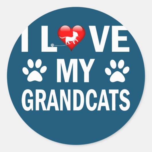 I love my Grandcats Cat Lover Granddad Grandma ラウンドシール (正面)