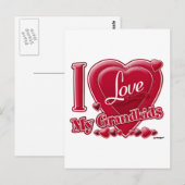 I Love My Grandkids red -ハート ポストカード (正面/裏面)