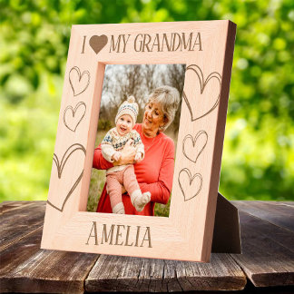 I Love my Grandma Birthday picture frame with name レーザー彫刻フレーム