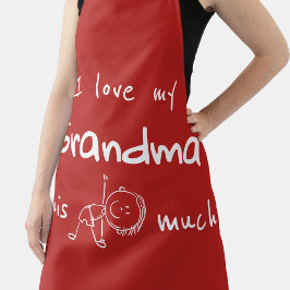 I Love my Grandma Typography Named Graphic Red エプロン