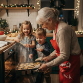 I Love my Grandma Typography Named Graphic Red エプロン