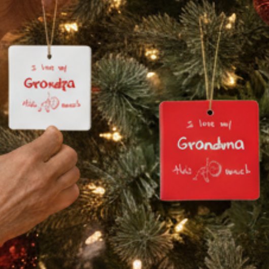 I love my grandma typography named graphic Red セラミックオーナメント