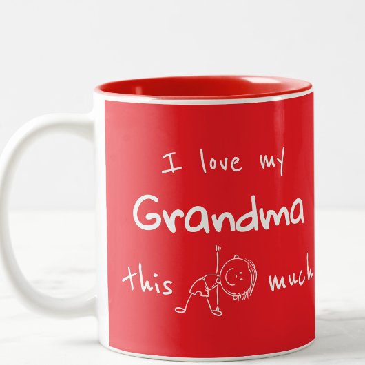 I Love my Grandma Typography Named Graphic Red  ツートーンマグカップ