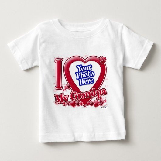 I Love My Grandpa赤いハート – 写真 ベビーTシャツ (正面)