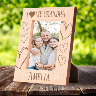 I Love my Grandpa Birthday picture frame with name レーザー彫刻フレーム