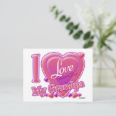 I Love My Grandpa pink/purple -ハート ポストカード (スタンド正面)