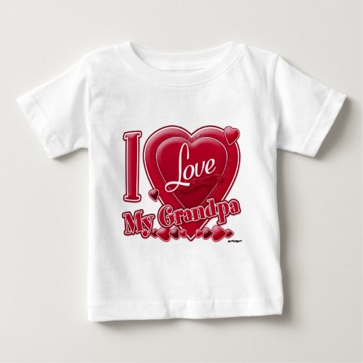 I Love My Grandpa red -ハート ベビーTシャツ (正面)