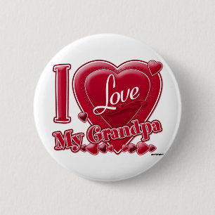 I Love My Grandpa red -ハート 缶バッジ