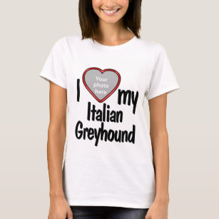 I Love My Greyhound -イタリアン赤いハート犬の写真 Tシャツ