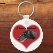 「I Love My Greyhound」ドッグアートキーチェーン キーホルダー (正面)