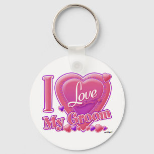 I Love My Groom pink/purple - ハート キーホルダー