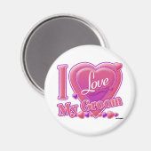 I Love My Groom pink/purple - ハート マグネット (正面/裏面)