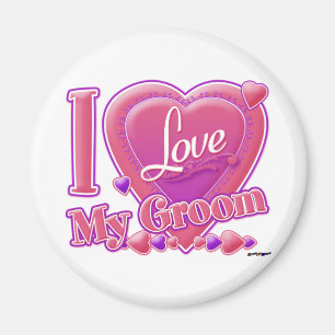 I Love My Groom pink/purple - ハート マグネット