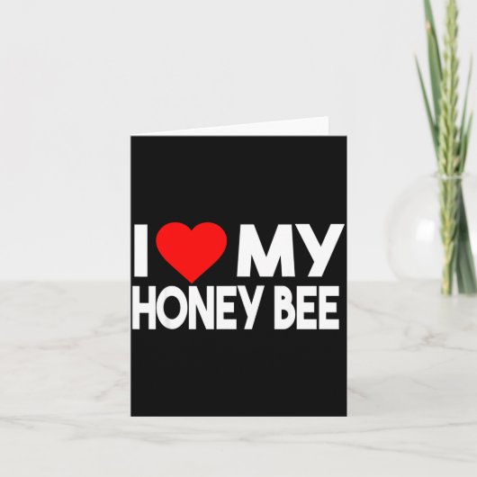 I Love My Honey Bee Shirt, Funny Animal Couple Mat カード (正面)