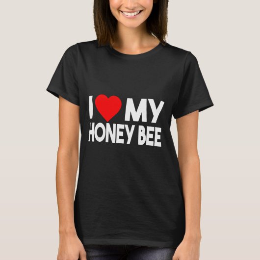 I Love My Honey Bee Shirt, Funny Animal Couple Mat Tシャツ (正面)
