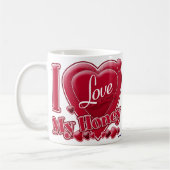 I Love My Honey Red -ハート コーヒーマグカップ (左)