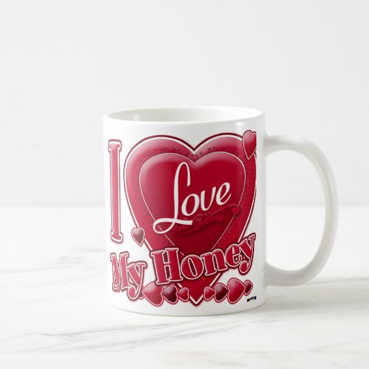 I Love My Honey Red -ハート コーヒーマグカップ (右)