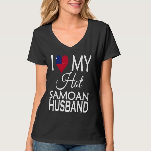 I Love My Hot Samoan Husband  Samoa Flag Spouse Na Tシャツ (正面)