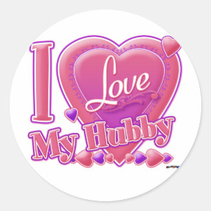 I Love My Hubby pink/purple -ハート ラウンドシール
