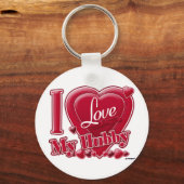 I Love My Hubby Red -ハート キーホルダー (正面)