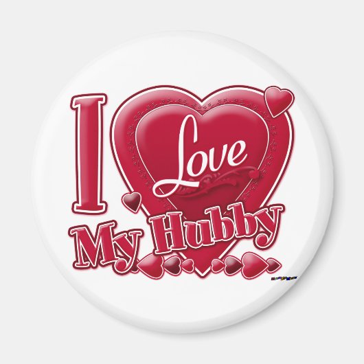 I Love My Hubby Red -ハート マグネット (正面)