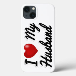 I Love My Husband かわいい黒文字 iPhone カー 13ケース