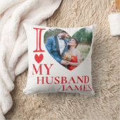 I Love My Husband Custom Photo Heart クッション (ブランケット)