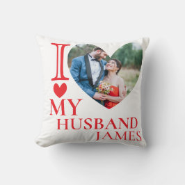 I Love My Husband Custom Photo Heart クッション